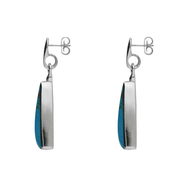 Silver Turquoise Triangle Drop Earrings E145