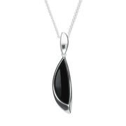 Sterling Silver Whitby Jet Abstract Pear Drop Necklace P2835