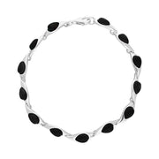 Sterling Silver Whitby Jet Abstract Thirteen Stone Bracelet, B1003