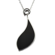 Sterling Silver Whitby Jet Acanthus Leaf Necklace P2028