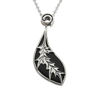 Sterling Silver Whitby Jet Acanthus Leaf Necklace P2028