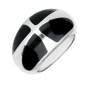 Sterling Silver Whitby Jet Cross Dome Ring R904