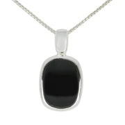 Sterling Silver Whitby Jet Curved Oblong Necklace P2350