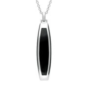 Sterling Silver Whitby Jet Curved Oblong Necklace P2715