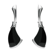 Silver Whitby Jet Curved Triangle Drop Earrings E2173