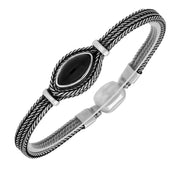 Silver Whitby Jet Foxtail Marquise Bracelet B969