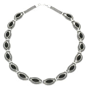 Silver Whitby Jet Foxtail Sixteen Stone Marquise Necklace N969