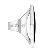 Silver Whitby Jet King's Coronation Hallmark Large Rhombus Ring R608 CFH