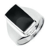 Sterling Silver Whitby Jet Small Oblong Ring R221