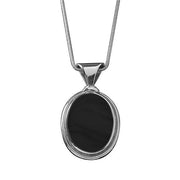 Sterling Silver Whitby Jet Heritage Oval Large Necklace. P130.