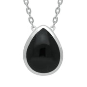 Silver Whitby Jet Pear Pendant Necklace P3008