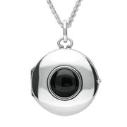 Sterling Silver Whitby Jet Heritage Plain Round Locket. P2103.