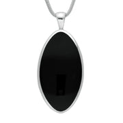 Sterling Silver Whitby Jet Large Oval Necklace. P079.