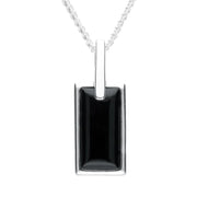 Sterling Silver Whitby Jet Heritage Rectangle Necklace. P2836.