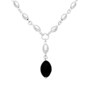 Sterling Silver Whitby Jet Seven Bead Chain Necklace N869