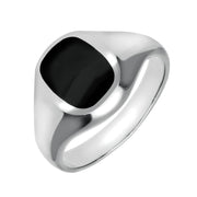 Silver Whitby Jet Small Cushion Signet Ring R191