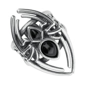 Silver Whitby Jet Small Spider Web Ring R944