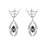 Sterling Silver Whitby Jet Spider Web Top Earrings E2099