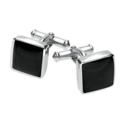 Silver Whitby Jet Square Cufflinks CL129