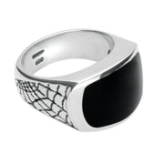 Silver Whitby Jet Web Shoulder Ring R580