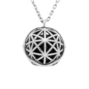 Sterling Silver Whitby Jet and Marcasite Sphere Cage Necklace