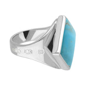 Silver Turquoise King's Coronation Hallmark Small Rhombus Ring  R606 CFH