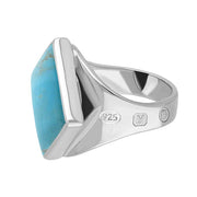 Silver Turquoise King's Coronation Hallmark Small Rhombus Ring  R606 CFH