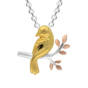Sterling Silver Yellow and Rose Gold Bird Necklace P3205C