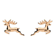 Sterling Silver Rose Gold Reindeer Stud Earrings E2377