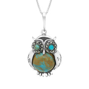 Sterling Silver Turquoise Medium Owl Necklace