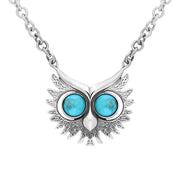 Sterling Silver Turquoise Owls Face Necklace. N945.