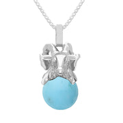 Sterling Silver Turquoise Zodiac Aries 10mm Bead Pendant, P3620.