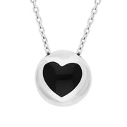  Sterling Silver Whitby Jet Heart Ball Two Piece Set S190