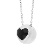 Sterling Silver Whitby Jet Heart Sphere Necklace, P3014.