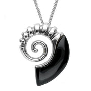 Sterling Silver Whitby Jet Large Shell Necklace. P2314.