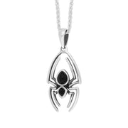 Sterling Silver Whitby Jet Spider Necklace, P2819.