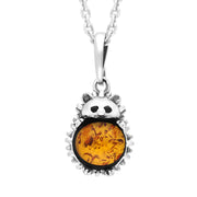 Sterling Silver Amber Small Hedgehog Necklace, P3495.