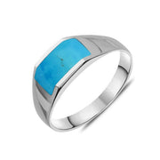 00007201 Sterling Silver Turquoise Cut Off Band Ring, R002.