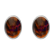 Sterling Silver Amber 8 x 10mm Classic Large Oval Stud Earrings, E007