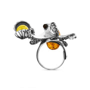 Sterling Silver Amber Octopus Ring R1213_4