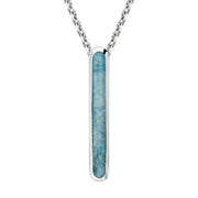Sterling Silver Aquamarine Lineaire Drop Oval Necklace, P2989.