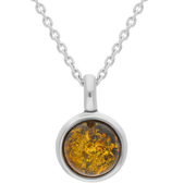 Sterling Silver Baltic Amber 13mm Round Pendant, P215
