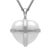 Sterling Silver Bauxite Large Cross Heart Necklace, P1542.