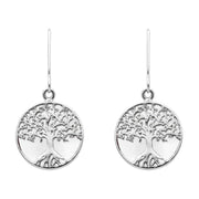 Sterling Silver Bauxite Round Tree of Life Drop Earrings, E2429.