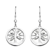 Sterling Silver Bauxite Round Tree of Life Drop Earrings, E2485.