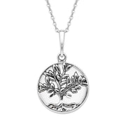 Sterling Silver Bauxite Small Round Large Leaves Tree of Life Necklace, P3340.