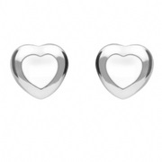 Sterling Silver Bauxite Split Heart Stud Earrings, E43