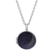 Sterling Silver Blue Goldstone Small Round Locket, P3549C.