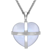 Sterling Silver Chalcedony Medium Cross Heart Necklace, P1543.