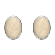 Sterling Silver Coquina 8 x 10mm Classic Large Oval Stud Earrings, E007
